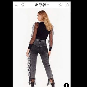 NASTY GAL BLACK FRINGE JEANS - fits like a size 4